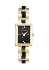 Rectangular Enamel and Gold Tone Watch