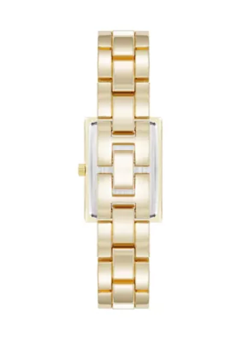 Rectangular Enamel and Gold Tone Watch