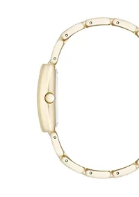 Rectangular Enamel and Gold Tone Watch