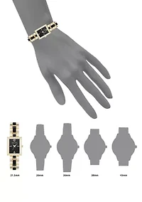 Rectangular Enamel and Gold Tone Watch