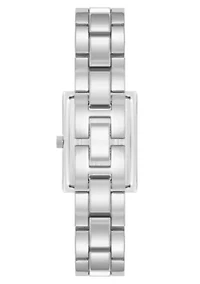 Anne Klein Women's Quartz Rectangular White Enamel and Silver-Tone Metal Alloy Watch, 22mm