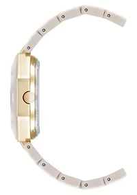 Anne Klein Women's Octagonal Tan Ceramic Diamond Dial Bracelet Watch, 32mm