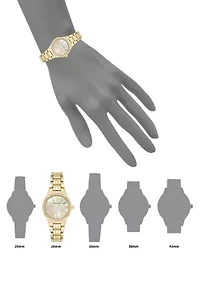  Round Crystal Accented Bezel Gold Tone Watch