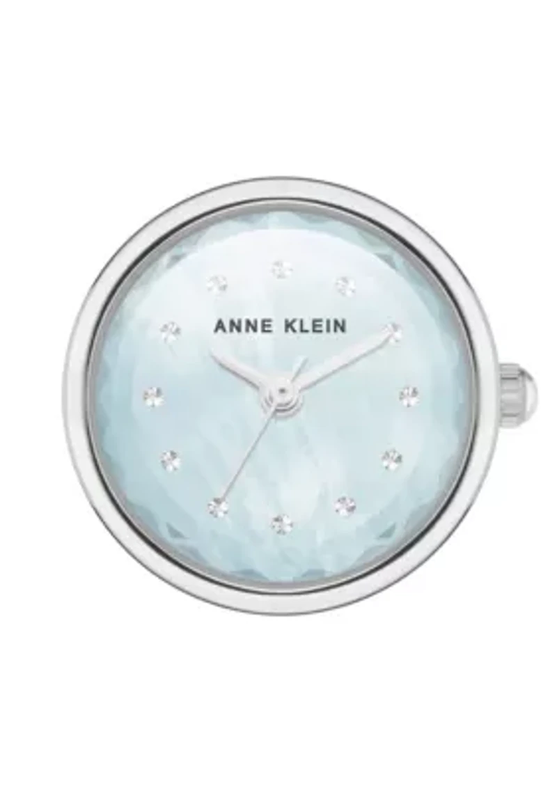 Anne Klein Women's Quartz Aqua and Silver-Tone Metal Alloy Ring Watch, 20mm