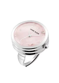 Anne Klein Women's Quartz Pink and Silver-Tone Metal Alloy Ring Watch, 20mm