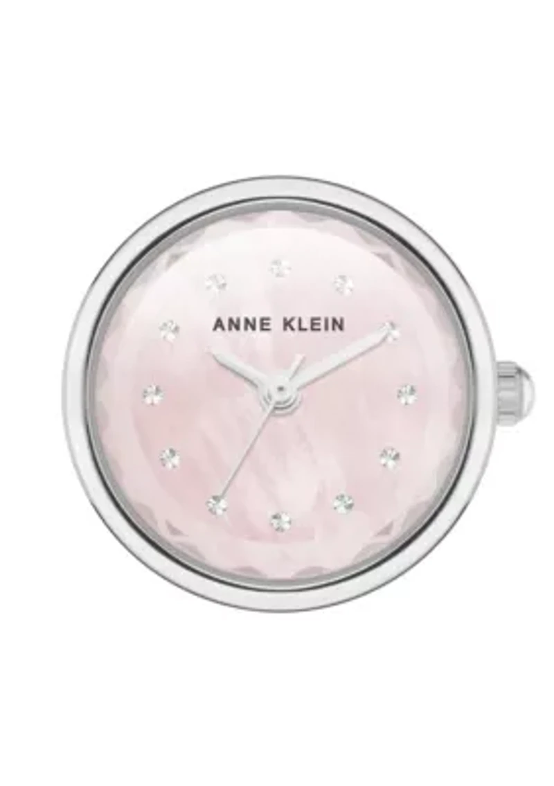 Anne Klein Women's Quartz Pink and Silver-Tone Metal Alloy Ring Watch, 20mm