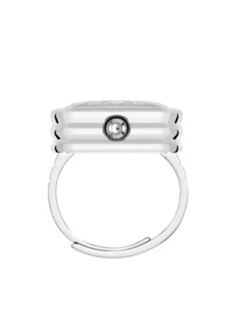 Anne Klein Women's Quartz Pink and Silver-Tone Metal Alloy Ring Watch, 20mm