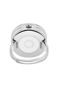 Anne Klein Women's Quartz Pink and Silver-Tone Metal Alloy Ring Watch, 20mm