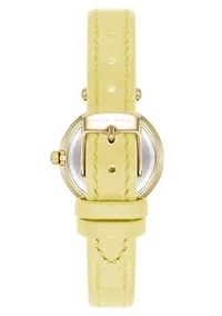Anne Klein Women's Quartz Yellow Consider It Sustainable Leather and Gold-Tone Metal Alloy Strap Watch, 26mm