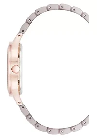 Anne Klein Women's Quartz Taupe Ceramic Bracelet Floral Dial Watch, 34mm