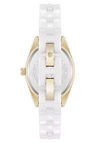 Anne Klein Women's Quartz White Ceramic Oval Diamond Dial Watch, 27mm
