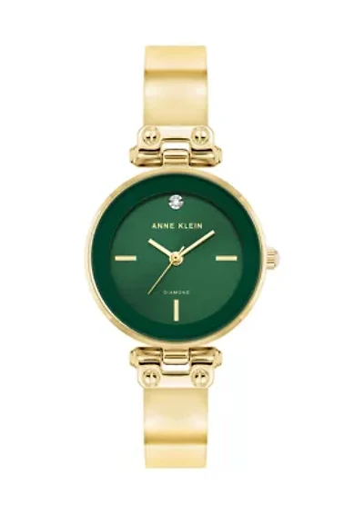 Diamond Accented Gold Tone Bangle Watch