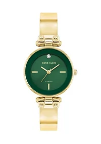 Diamond Accented Gold Tone Bangle Watch