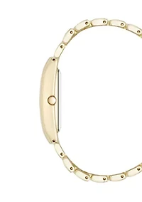  Women's Quartz Rectangular Gold Tone Bracelet Watch