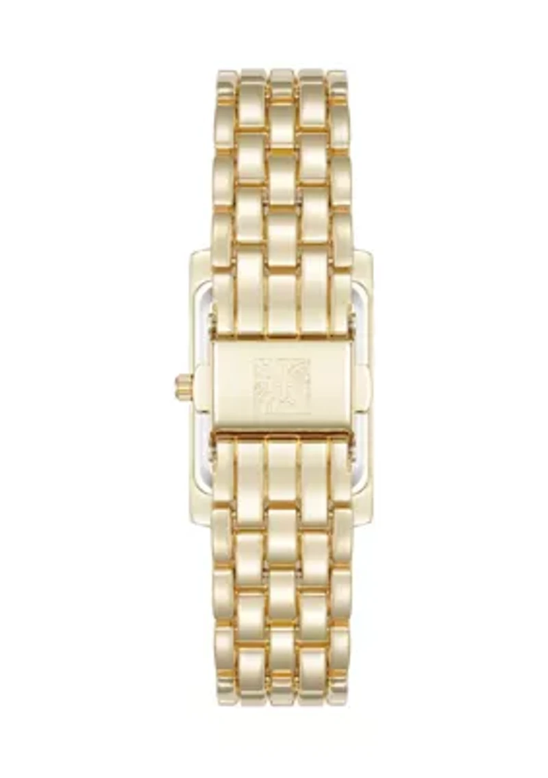 Women's Quartz Rectangular Gold Tone Bracelet Watch