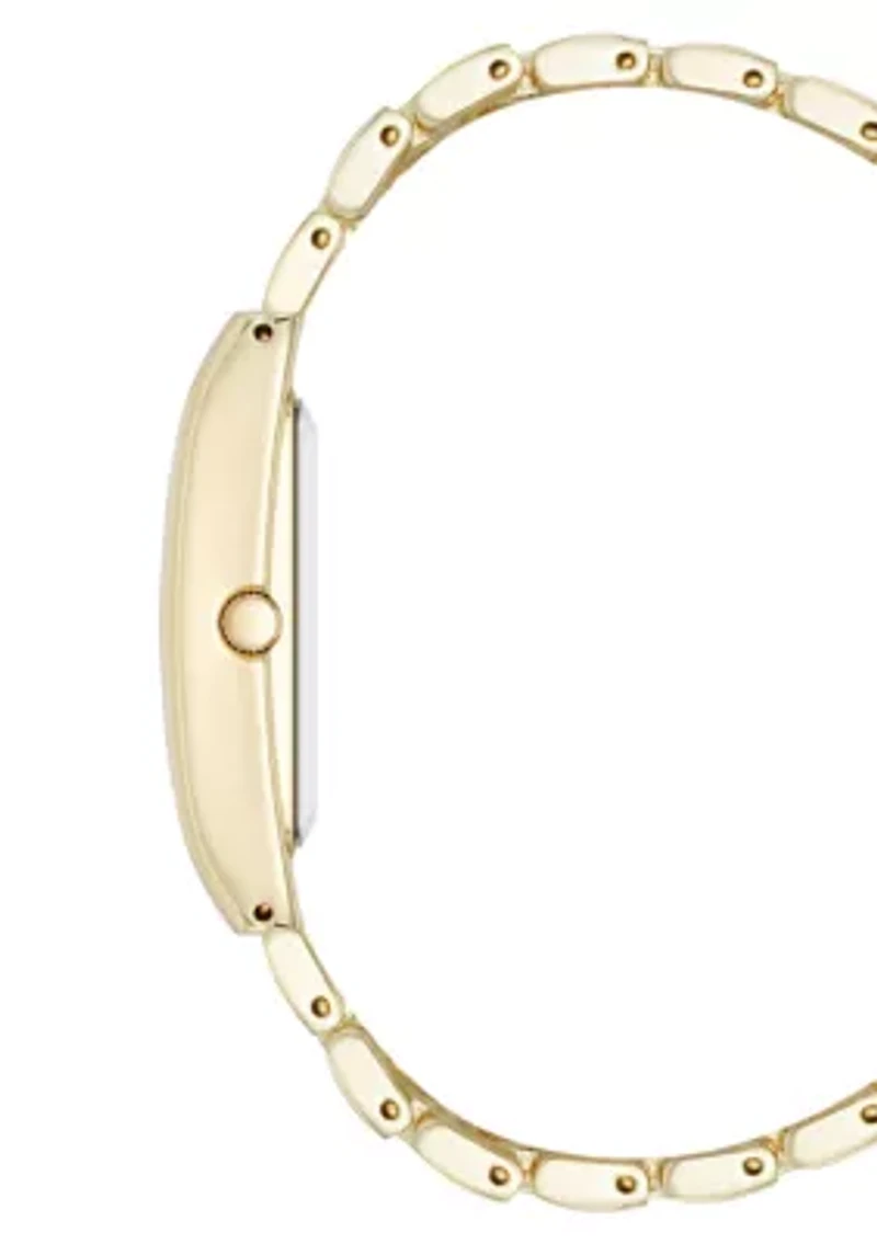 Women's Quartz Rectangular Gold Tone Bracelet Watch