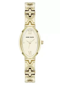 Anne Klein Women's Enduring Oval Gold-Tone Metal Alloy Bracelet Watch, 20mm
