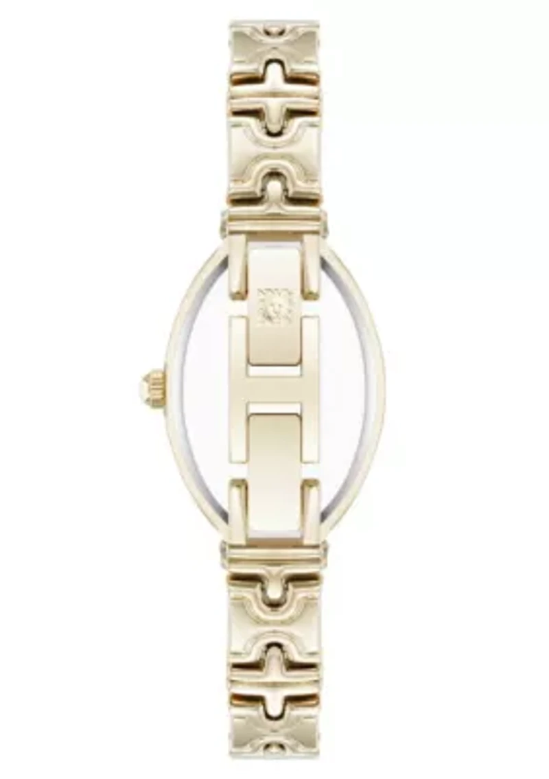 Anne Klein Women's Enduring Oval Gold-Tone Metal Alloy Bracelet Watch, 20mm