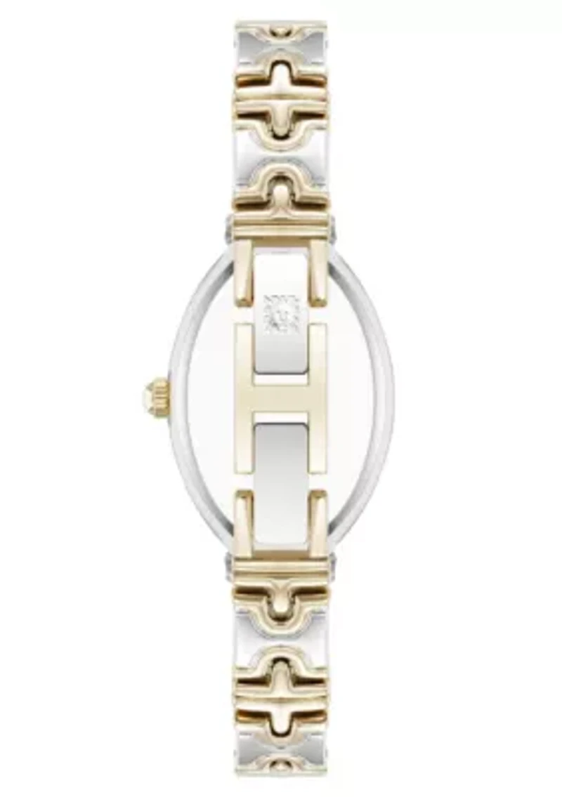 Anne Klein Women's Enduring Oval Two-Tone Metal Alloy Bracelet Watch, 20mm