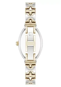 Anne Klein Women's Enduring Oval Two-Tone Metal Alloy Bracelet Watch, 20mm