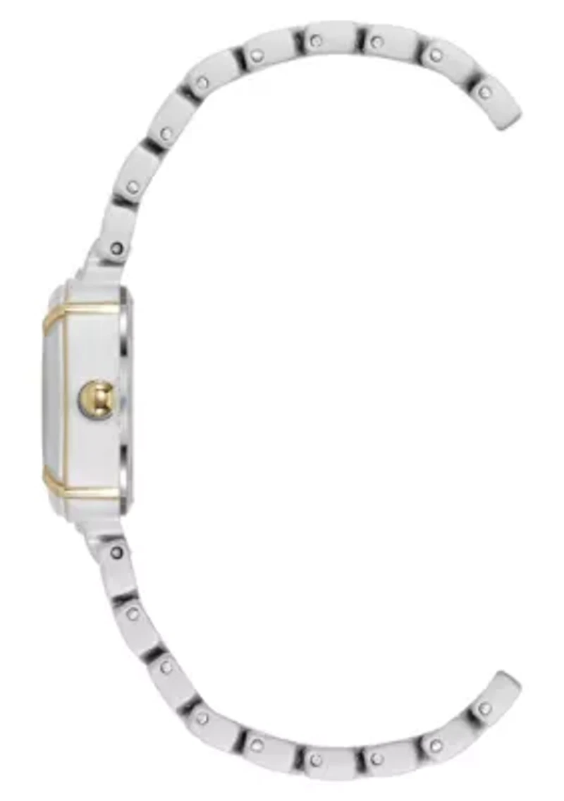 Anne Klein Women's Modern Easy To Read Dial Two-Tone Metal Alloy Bracelet Watch Set, 22mm