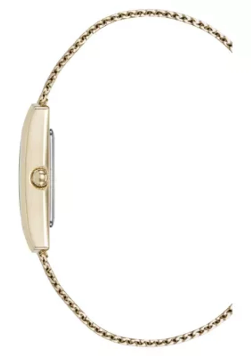 Anne Klein Women's Quartz Petite Diamond Dial Gold-Tone Stainless Steel Mesh Watch, 20mm