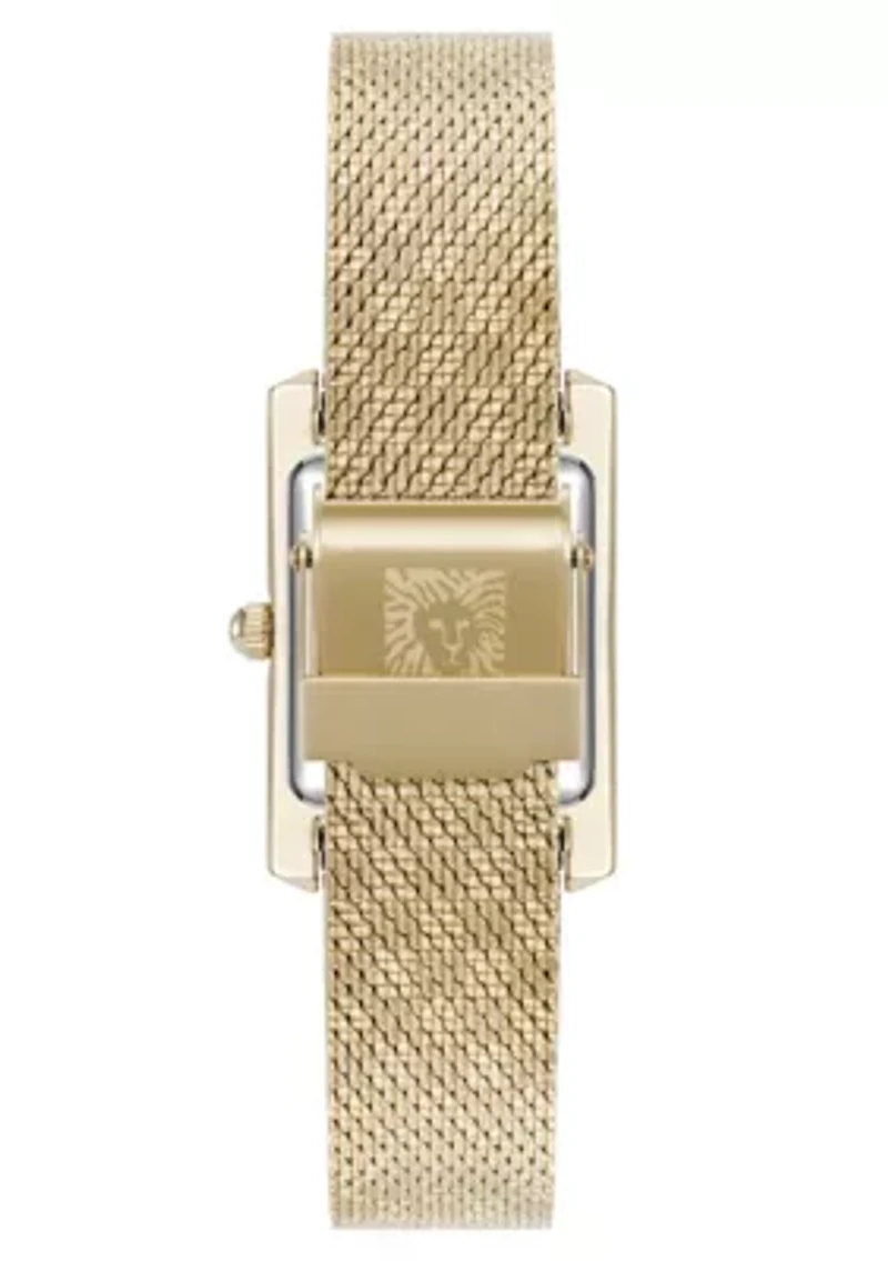 Anne Klein Women's Quartz Petite Diamond Dial Gold-Tone Stainless Steel Mesh Watch, 20mm