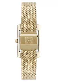 Anne Klein Women's Quartz Petite Diamond Dial Gold-Tone Stainless Steel Mesh Watch, 20mm