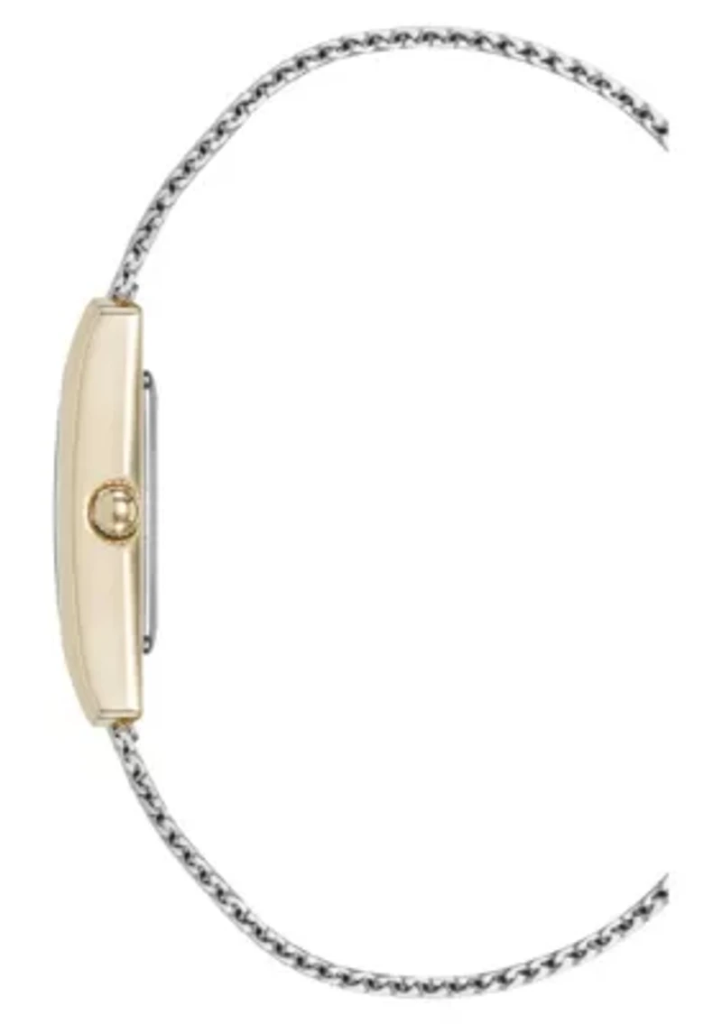 Anne Klein Women's Quartz Petite Diamond Dial Two-Tone Stainless Steel Mesh Watch, 20mm