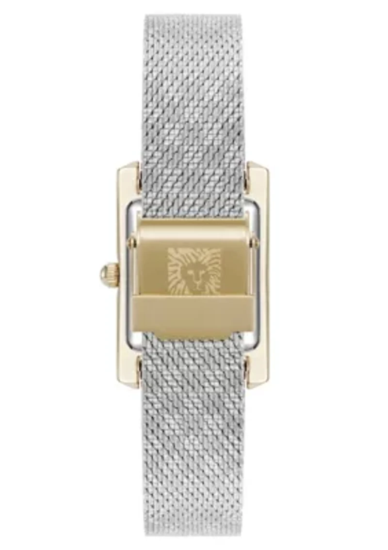 Anne Klein Women's Quartz Petite Diamond Dial Two-Tone Stainless Steel Mesh Watch, 20mm