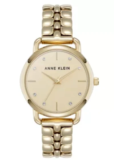Anne Klein Women's Quartz Signature Gold-Tone Metal Alloy Round Crystal Dial Watch