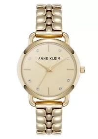 Anne Klein Women's Quartz Signature Gold-Tone Metal Alloy Round Crystal Dial Watch, 30mm