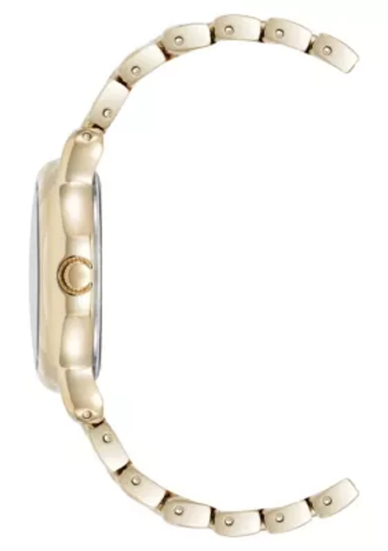 Anne Klein Women's Quartz Signature Gold-Tone Metal Alloy Round Crystal Dial Watch, 30mm