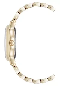 Anne Klein Women's Quartz Signature Gold-Tone Metal Alloy Round Crystal Dial Watch, 30mm