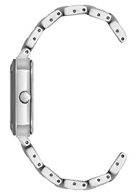 Anne Klein Women's Octagonal Silver-Tone Metal Alloy and Gray Ceramic Bracelet Watch, 24mm