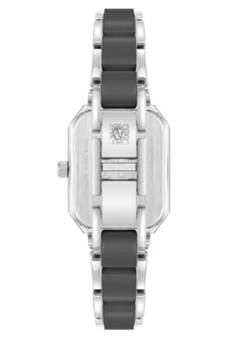 Anne Klein Women's Octagonal Silver-Tone Metal Alloy and Gray Ceramic Bracelet Watch, 24mm