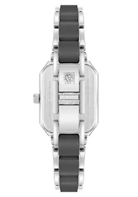 Anne Klein Women's Octagonal Silver-Tone Metal Alloy and Gray Ceramic Bracelet Watch, 24mm