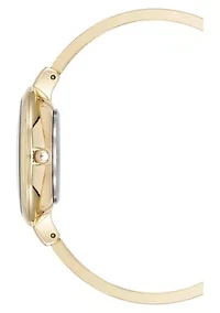 Anne Klein Women's Floral Dial Gold-Tone Metal Alloy Bangle Watch Set, 32mm