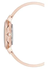 Anne Klein Women's Floral Dial Rose Gold-Tone Metal Alloy Bangle Watch Set, 32mm