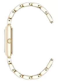 Anne Klein Women's Rectangular Silicone and Gold-Tone Metal Alloy Bracelet Watch