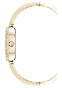 Anne Klein Women's Estate Oval Gold-Tone Metal Alloy Crystal Accented Bangle Watch Set, 26mm
