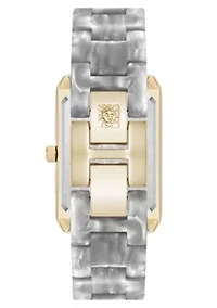 Anne Klein Women's Quartz Delicate Rectangular Gray Acetate Bracelet Watch, 26mm