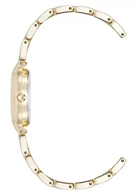 Anne Klein Women's Quartz Delicate Crystal Accented Black Dial Gold-Tone Alloy Metal Watch, 28mm