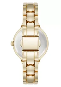 Anne Klein Women's Quartz Delicate Crystal Accented Black Dial Gold-Tone Alloy Metal Watch, 28mm