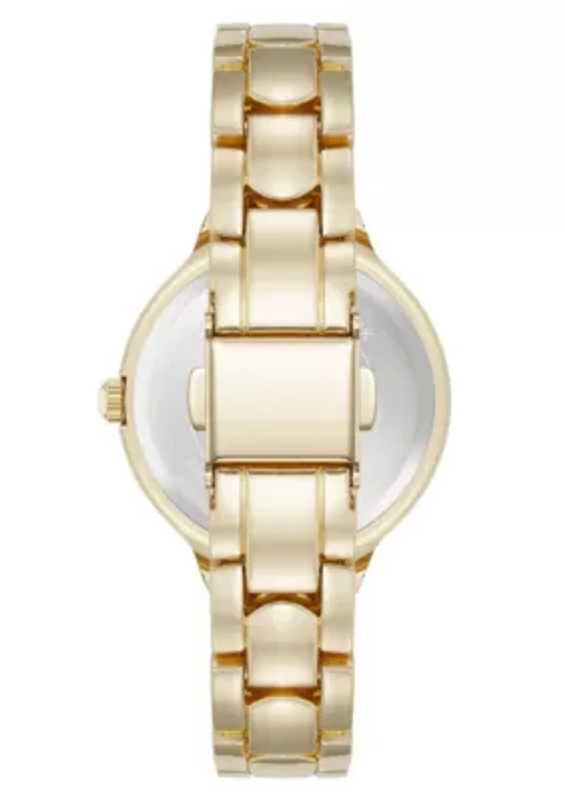 Anne Klein Women's Quartz Delicate Crystal Accented Champagne Dial Gold-Tone Alloy Metal Watch, 28mm