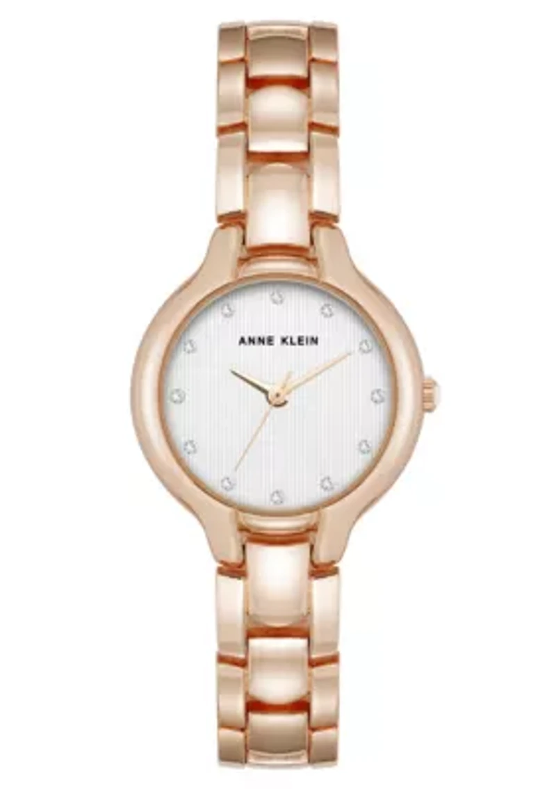 Anne Klein Women's Quartz Delicate Crystal Accented Dial Rose Gold-Tone Alloy Metal Watch, 28mm