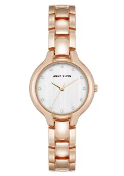 Anne Klein Women's Quartz Delicate Crystal Accented Dial Rose Gold-Tone Alloy Metal Watch, 28mm