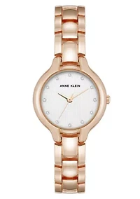 Anne Klein Women's Quartz Delicate Crystal Accented Dial Rose Gold-Tone Alloy Metal Watch, 28mm