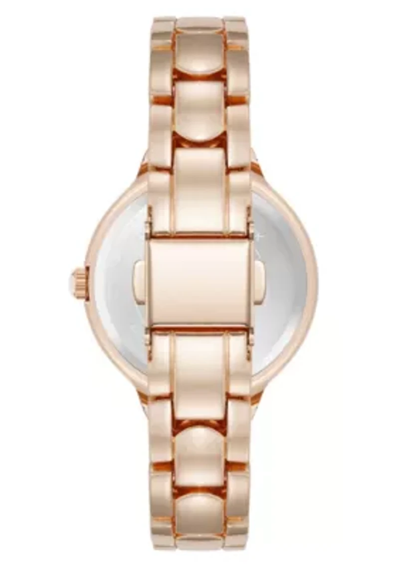 Anne Klein Women's Quartz Delicate Crystal Accented Dial Rose Gold-Tone Alloy Metal Watch, 28mm