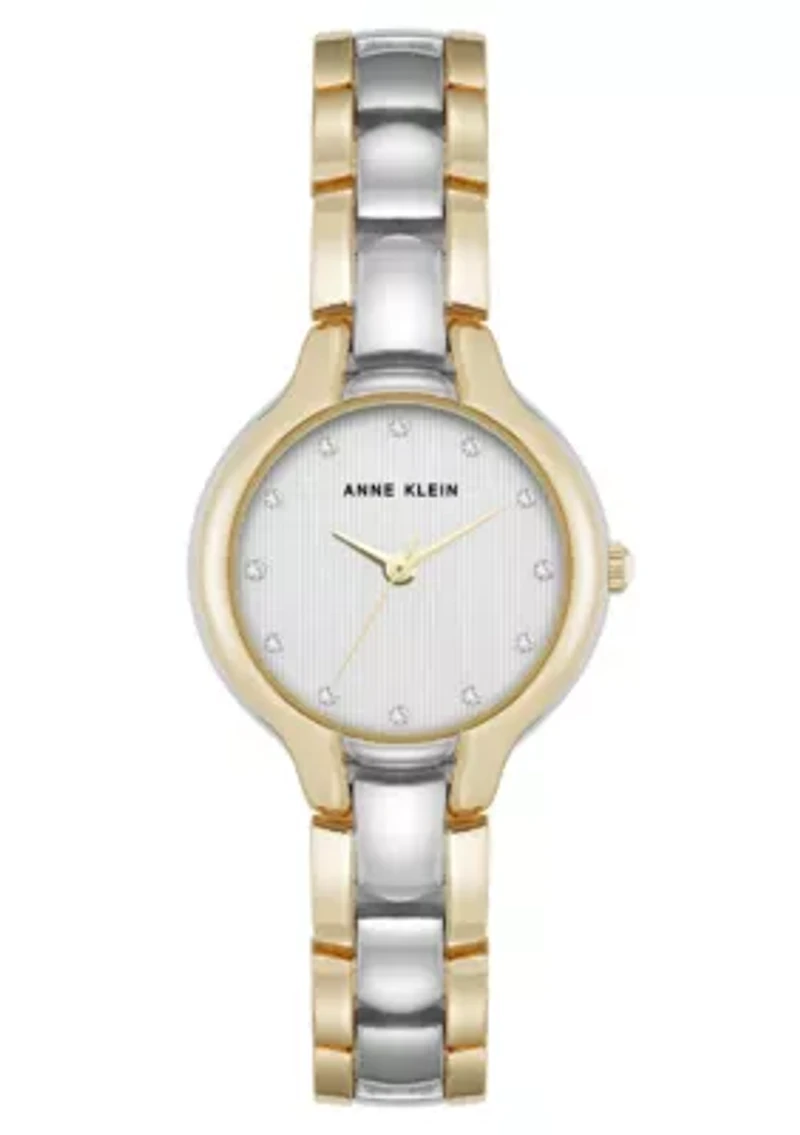 Anne Klein Women's Quartz Delicate Crystal Accented Dial Two-Tone Alloy Metal Watch, 28mm